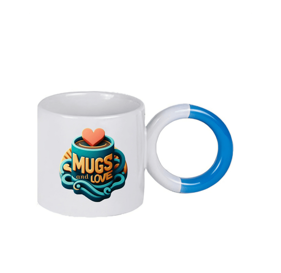 Kişiye özel Porselen Kulpu Mavi Büyük Boy fincan