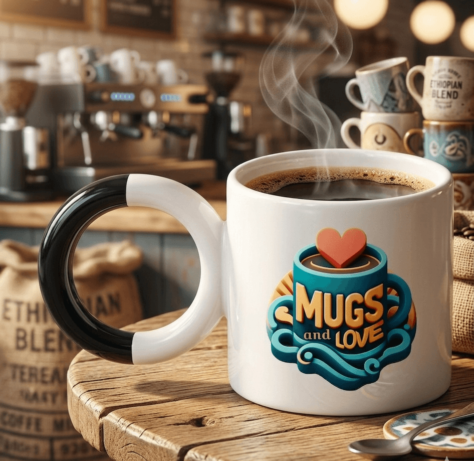 Kişiye özel Porselen Kulpu Siyah Büyük Boy fincan