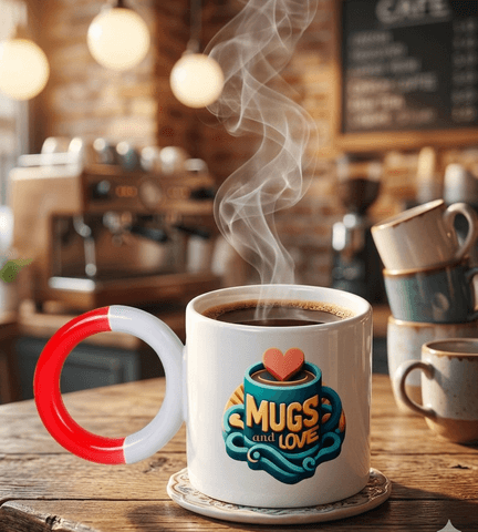 Kişiye özel Porselen Kulpu Kırmızı Büyük Boy fincan