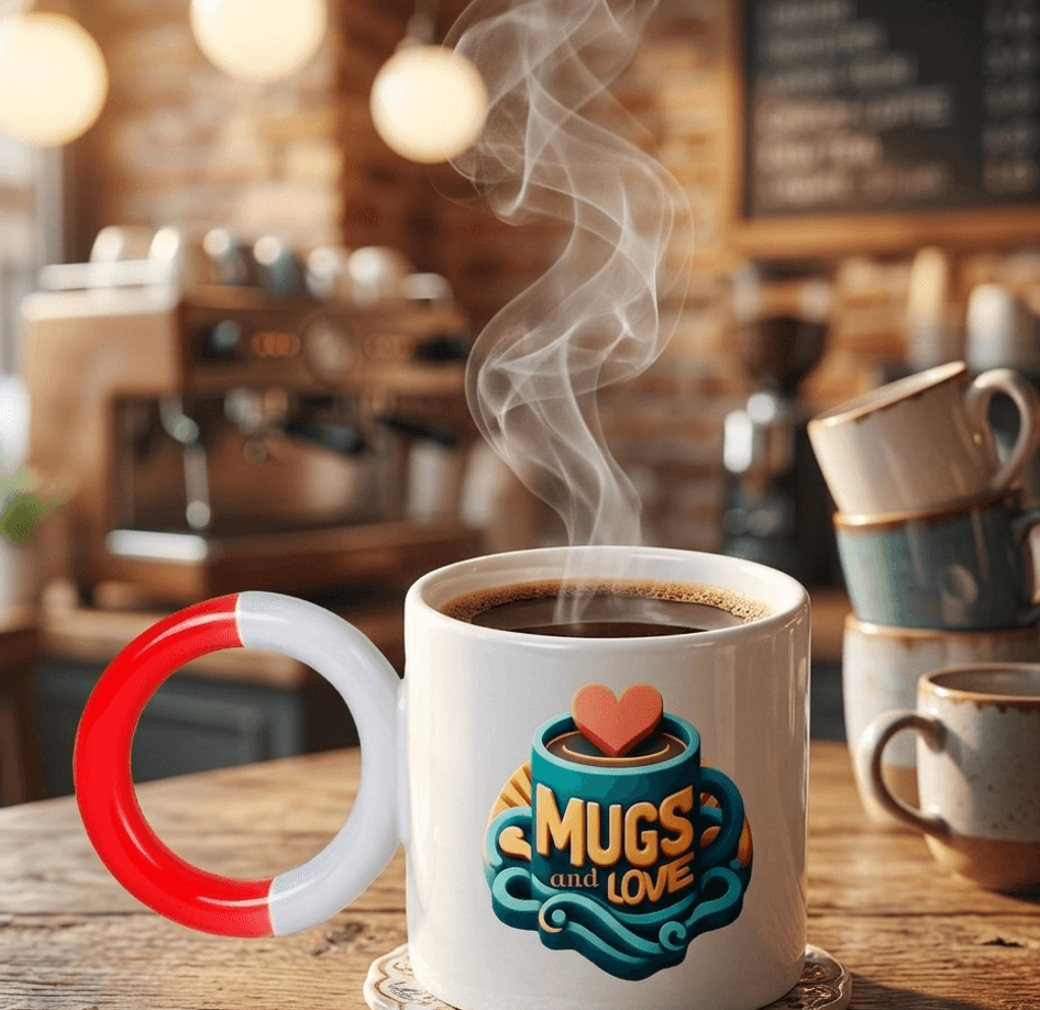 Kişiye özel Porselen Kulpu Kırmızı Büyük Boy fincan