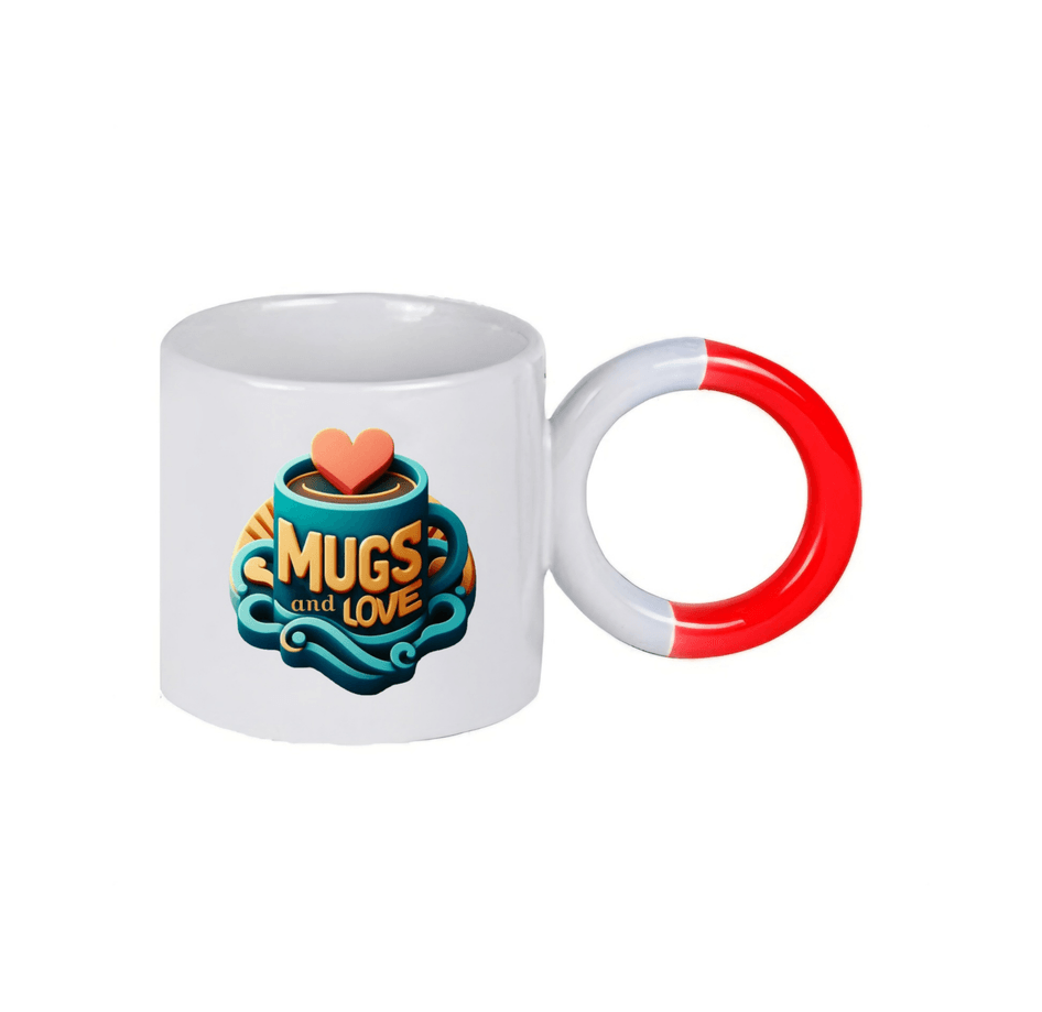 Kişiye özel Porselen Kulpu Kırmızı Büyük Boy fincan