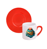 Kişiye özel Kulpu ve Tabaği Kırmızı Türk Kahvesi Fincanı