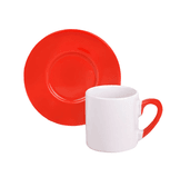 Kişiye özel Kulpu ve Tabaği Kırmızı Türk Kahvesi Fincanı