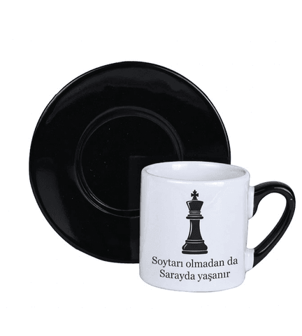 Kişiye özel Kulpu ve Tabaği Siyah Türk Kahvesi Fincanı
