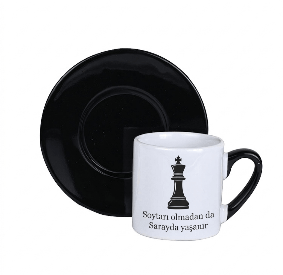 Kişiye özel Kulpu ve Tabaği Siyah Türk Kahvesi Fincanı