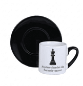 Kişiye özel Kulpu ve Tabaği Siyah Türk Kahvesi Fincanı
