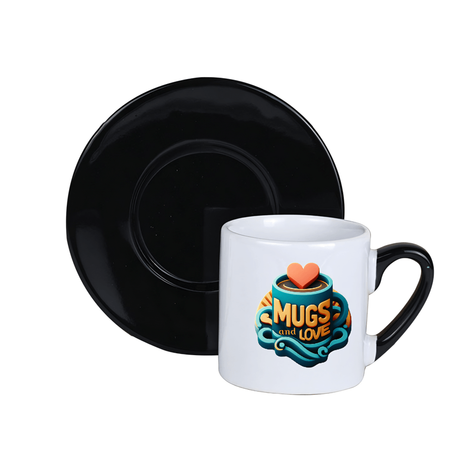 Kişiye özel Kulpu ve Tabaği Siyah Türk Kahvesi Fincanı