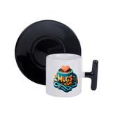 Kişiye özel T Kulpu ve Tabağı Siyah Türk Kahvesi Fincanı