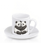 Kişiye özel Kulpu ve Tabaği Beyaz Türk Kahvesi Fincanı