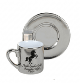 Kişiye özel Aynalı Gümüş renk Türk Kahvesi Fincanı