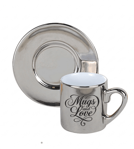 Kişiye özel Aynalı Gümüş renk Türk Kahvesi Fincanı