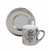 Kişiye özel Aynalı Gümüş renk Türk Kahvesi Fincanı