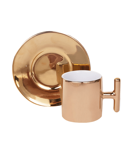 Kişiye özel T Aynalı Gold Türk Kahvesi Fincanı