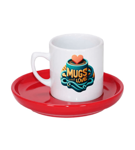 Kişiye özel Tabaği Kırmızı Türk Kahvesi Fincanı