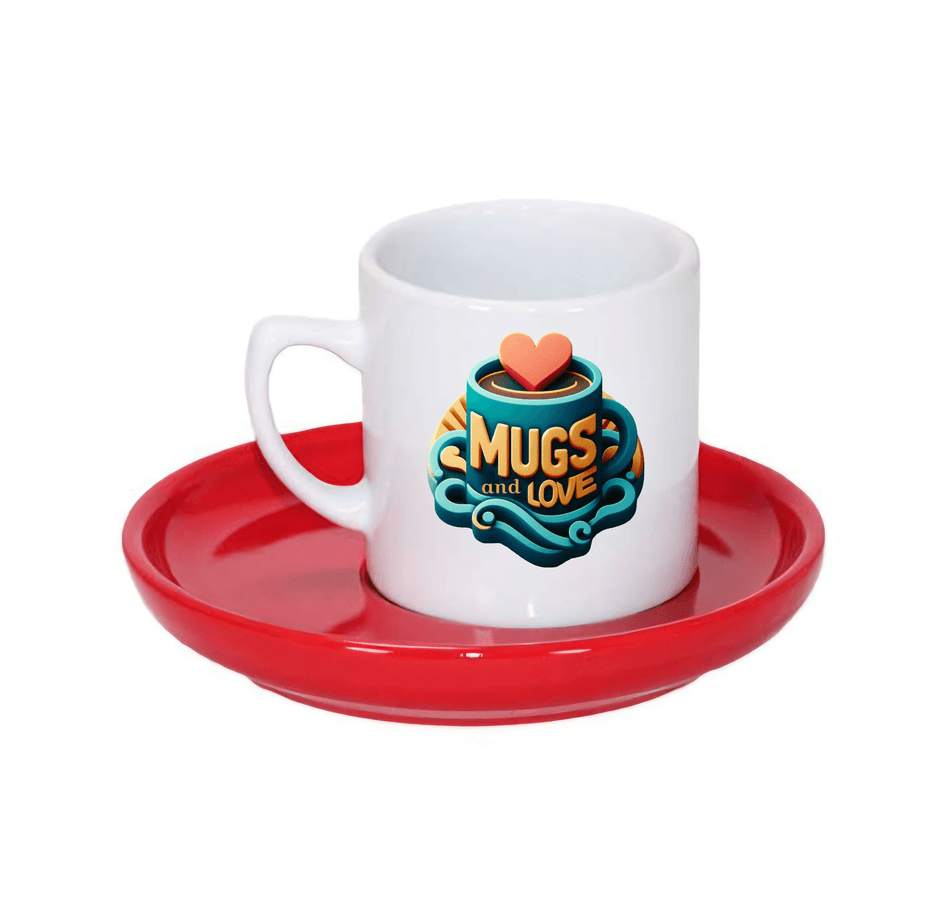 Kişiye özel Tabaği Kırmızı Türk Kahvesi Fincanı