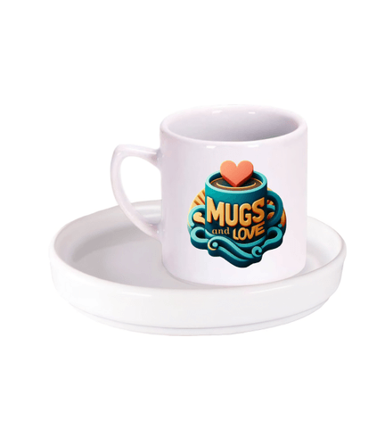 Kişiye özel Tabaği Beyaz Türk Kahvesi Fincanı