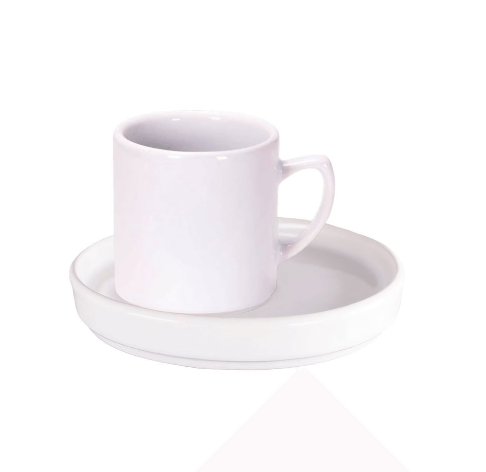 Kişiye özel Tabaği Beyaz Türk Kahvesi Fincanı