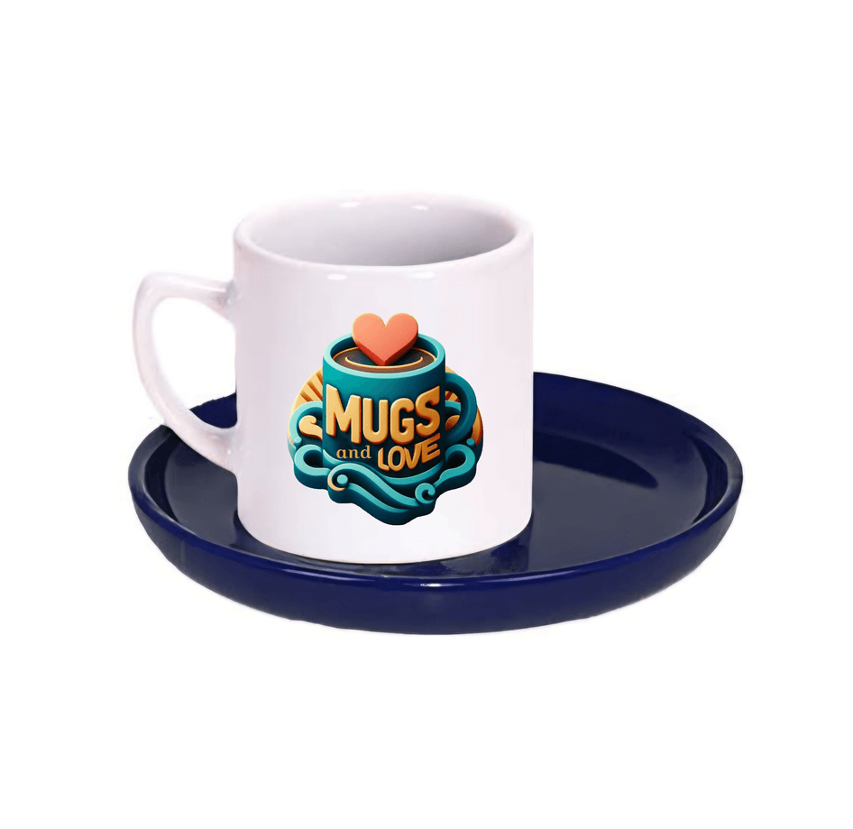 Kişiye özel Tabaği Lacivert Türk Kahvesi Fincanı