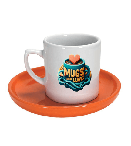 Kişiye özel Tabaği Turuncu Türk Kahvesi Fincanı