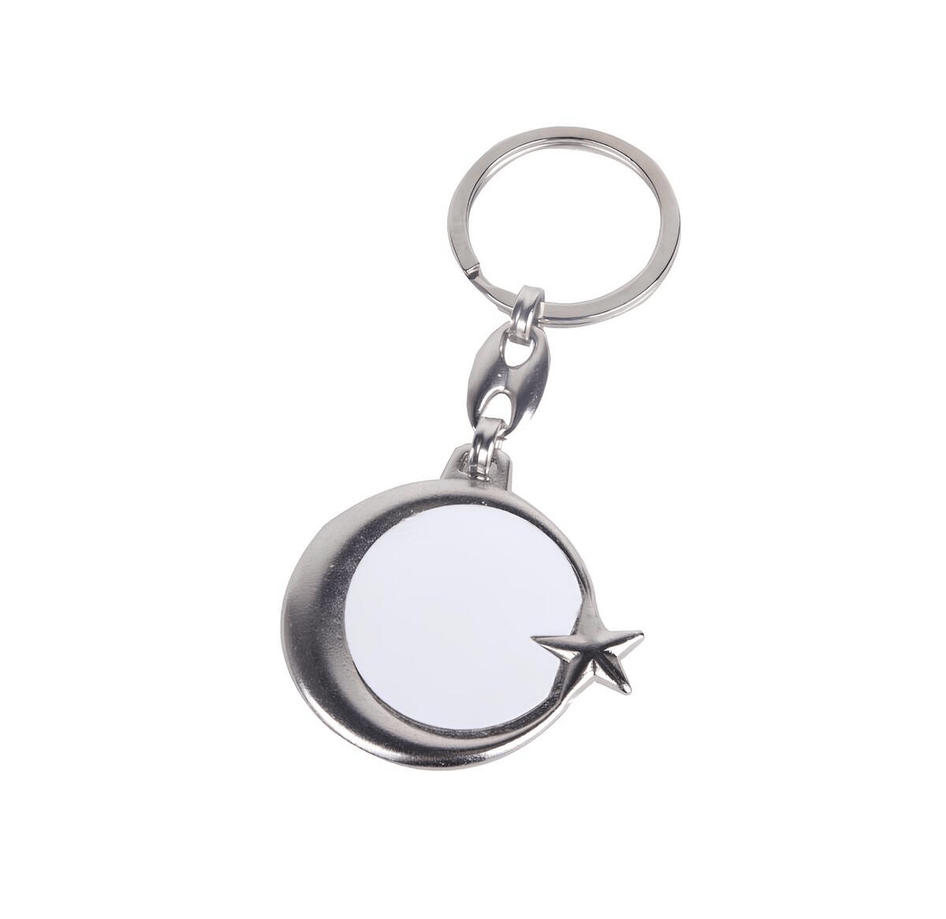Kişiye özel ayyıldız metal çift yüz 2 adet anahtarlık