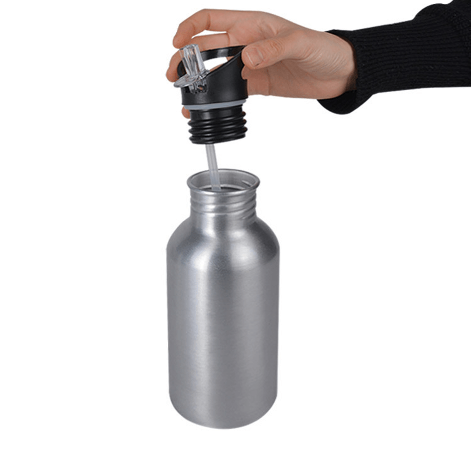 Kişiye özel Gri Kopçalı Pipetli Matara