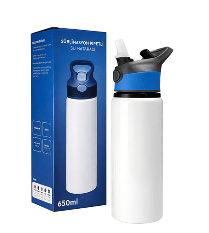 Kişiye özel Alüminyum Mavi Pipetli Matara