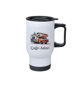 Kişiye özel Beyaz Çelik Kulplu Bardak Termos