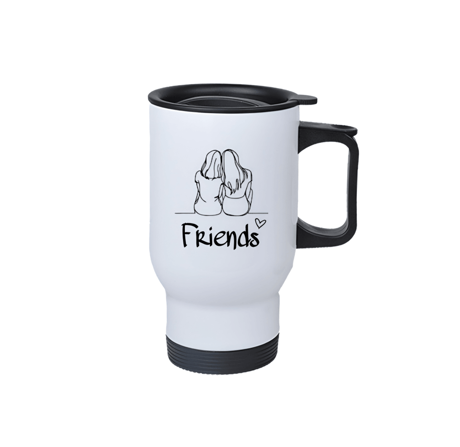 Kişiye özel Beyaz Çelik Kulplu Bardak Termos