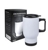 Kişiye özel Beyaz Çelik Kulplu Bardak Termos