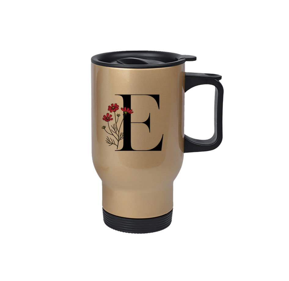 Kişiye özel Altın renk Çelik Kulplu Bardak Termos