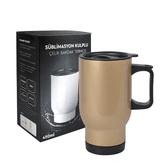 Kişiye özel Altın renk Çelik Kulplu Bardak Termos