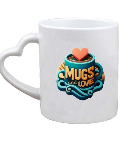 Kişiye özel Kalp Kulplu Beyaz Porselen Kupa