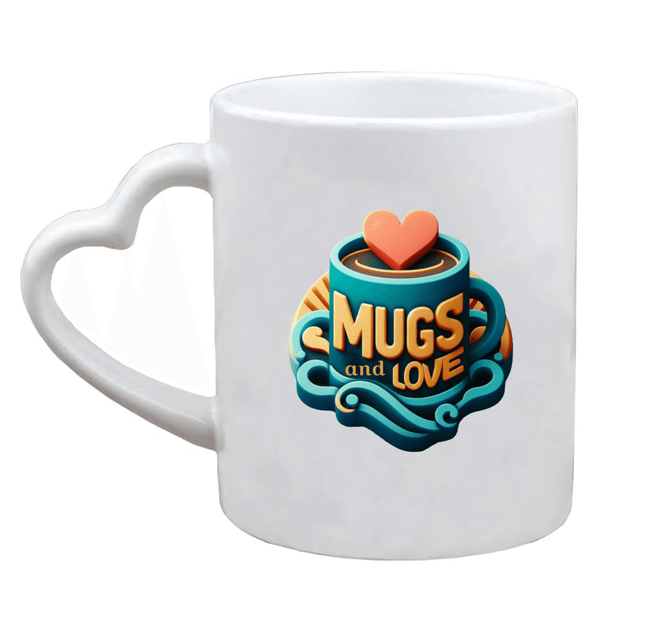 Kişiye özel Kalp Kulplu Beyaz Porselen Kupa