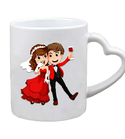 Kişiye özel Kalp Kulplu Beyaz Porselen Kupa