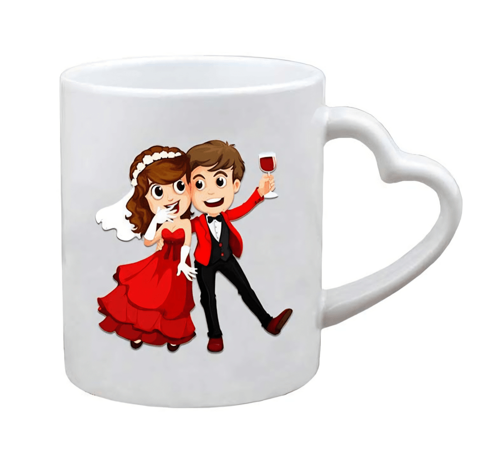 Kişiye özel Kalp Kulplu Beyaz Porselen Kupa