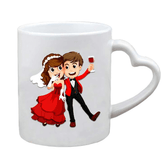 Kişiye özel Kalp Kulplu Beyaz Porselen Kupa