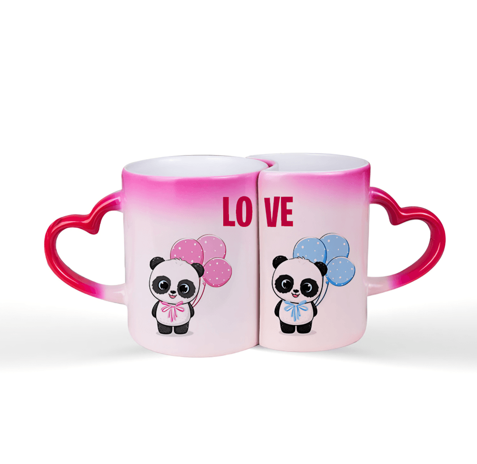 Kişiye özel Pembe Çift Sihirli Sevgili Kupası