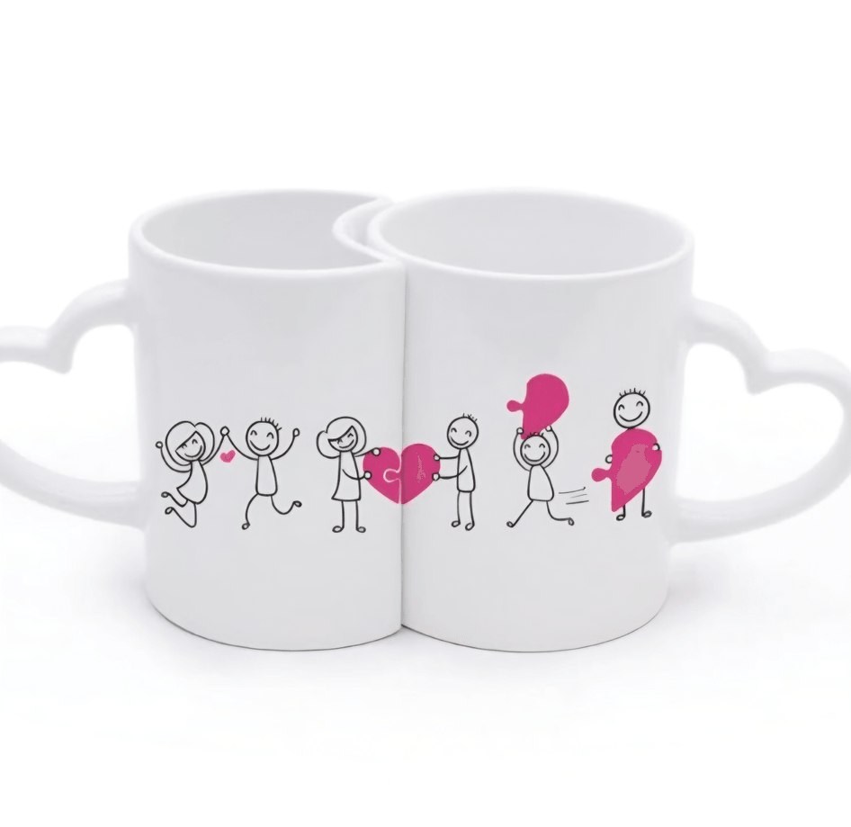 Kişiye özel Beyaz Çift Sevgili Kupası