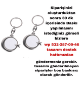 Kişiye özel ayyıldız metal çift yüz 2 adet anahtarlık