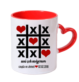 Kişiye özel İçı ve Kulpu Kırmızı Kalp Kulplu Sevgili Kupası