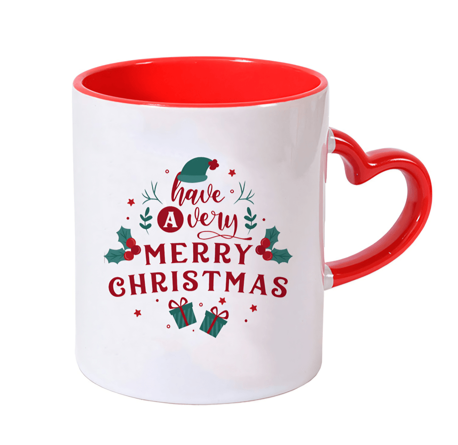 Kişiye özel İçı ve Kulpu Kırmızı Kalp Kulplu Sevgili Kupası