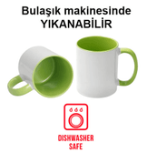 Kişiye özel İçi ve Kulpu Açık Yeşil Porselen Kupa