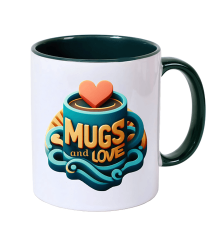 Kişiye özel İçi ve Kulpu Koyu Yeşil Porselen Kupa