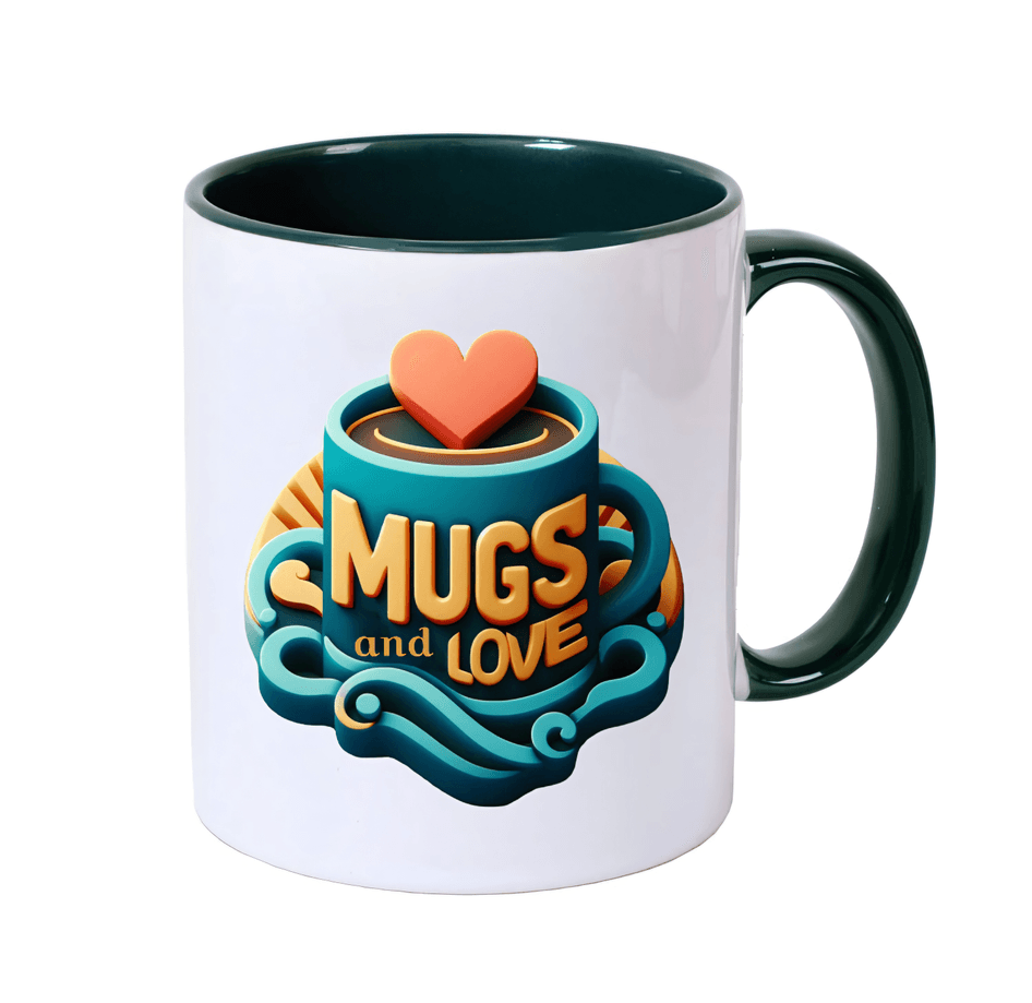 Kişiye özel İçi ve Kulpu Koyu Yeşil Porselen Kupa