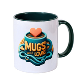 Kişiye özel İçi ve Kulpu Koyu Yeşil Porselen Kupa