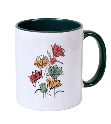 Kişiye özel İçi ve Kulpu Koyu Yeşil Porselen Kupa