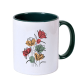 Kişiye özel İçi ve Kulpu Koyu Yeşil Porselen Kupa