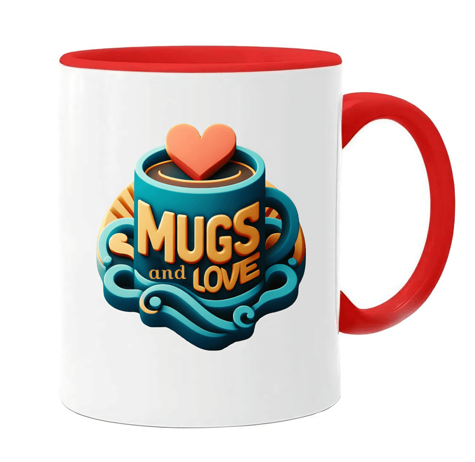 Kişiye özel İçi ve Kulpu Kırmızı Porselen Kupa