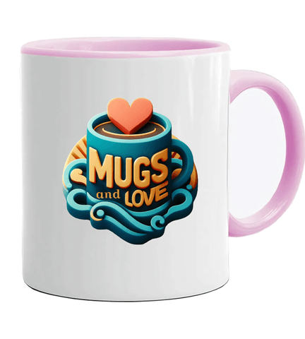 Kişiye özel İçi ve Kulpu Pembe Porselen Kupa