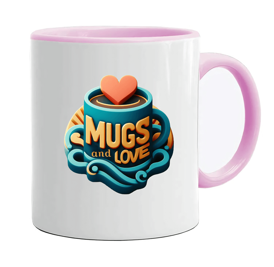 Kişiye özel İçi ve Kulpu Pembe Porselen Kupa